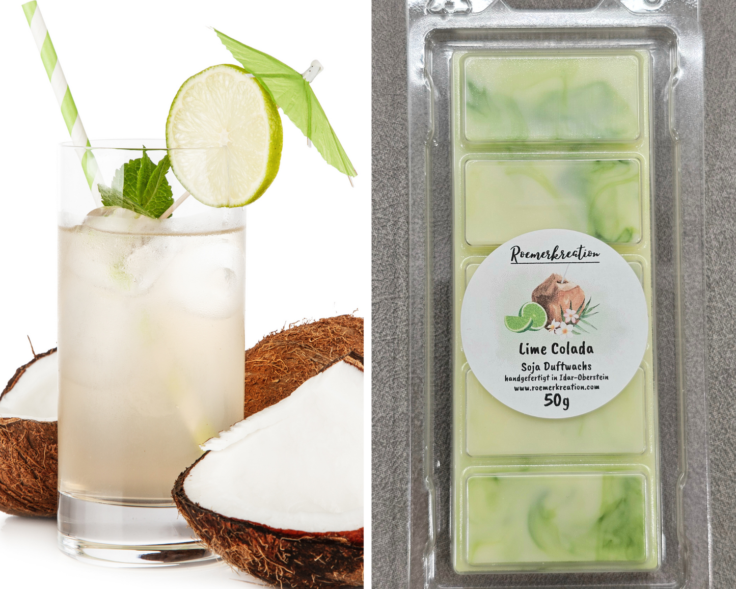 Tafel 50 g | Lime Colada | Duftwachs