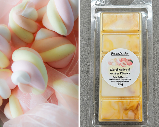 Tafel 50 g | Marshmallow & weißer Pfirsich | Duftwachs