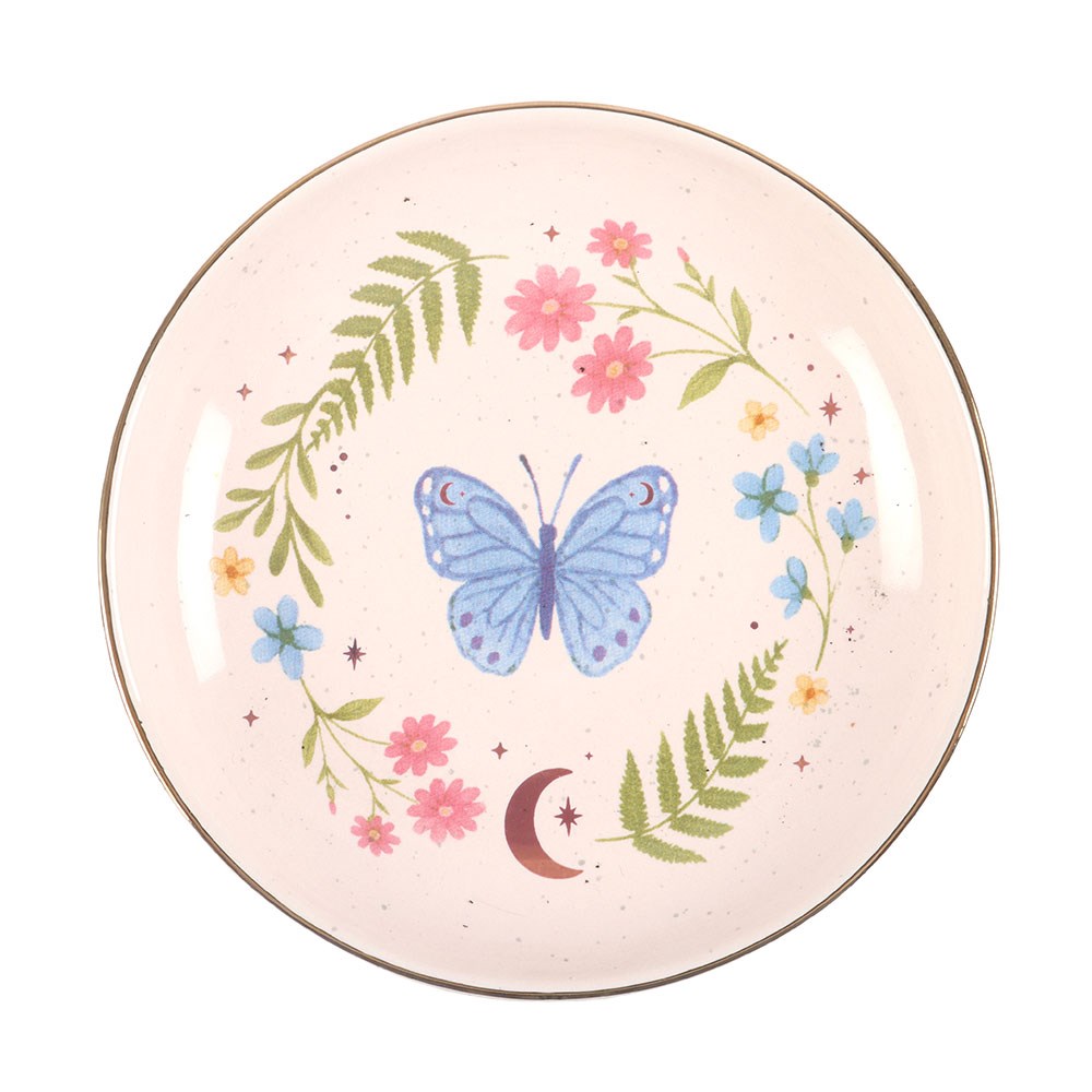 Jewelry dish "Luna Butterfly" ceramic cream