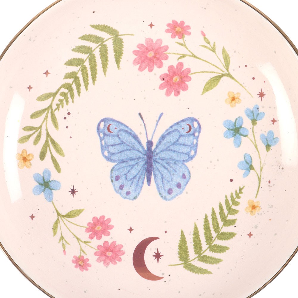 Jewelry dish "Luna Butterfly" ceramic cream