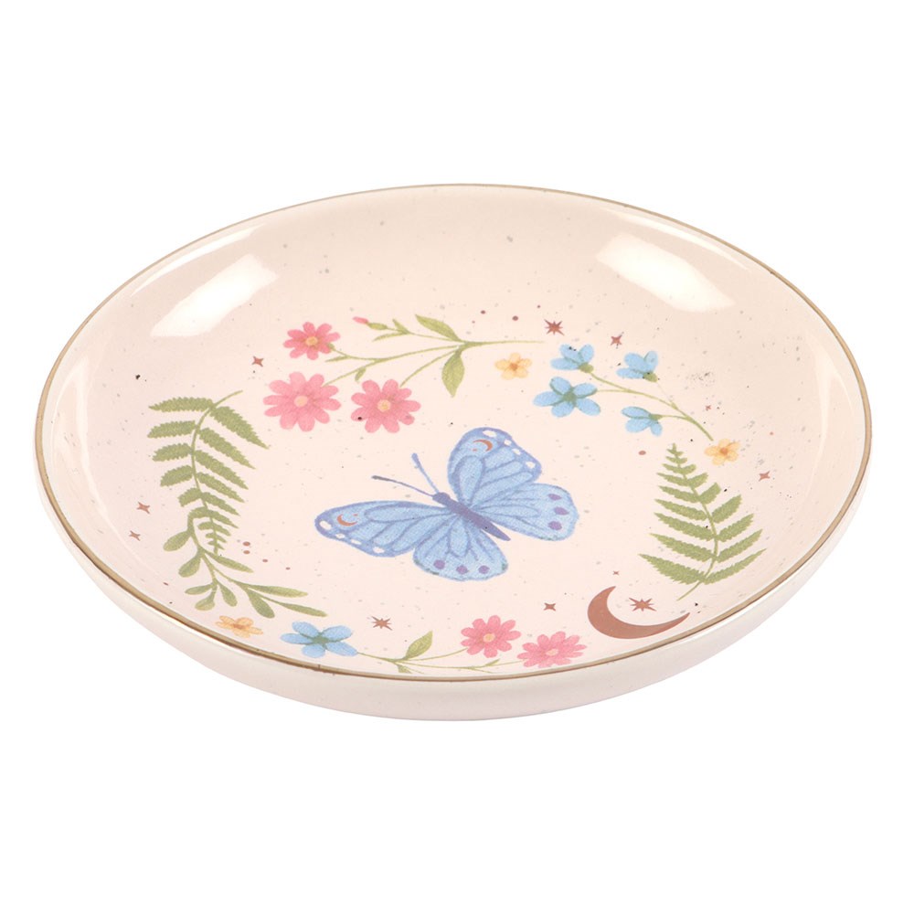 Jewelry dish "Luna Butterfly" ceramic cream