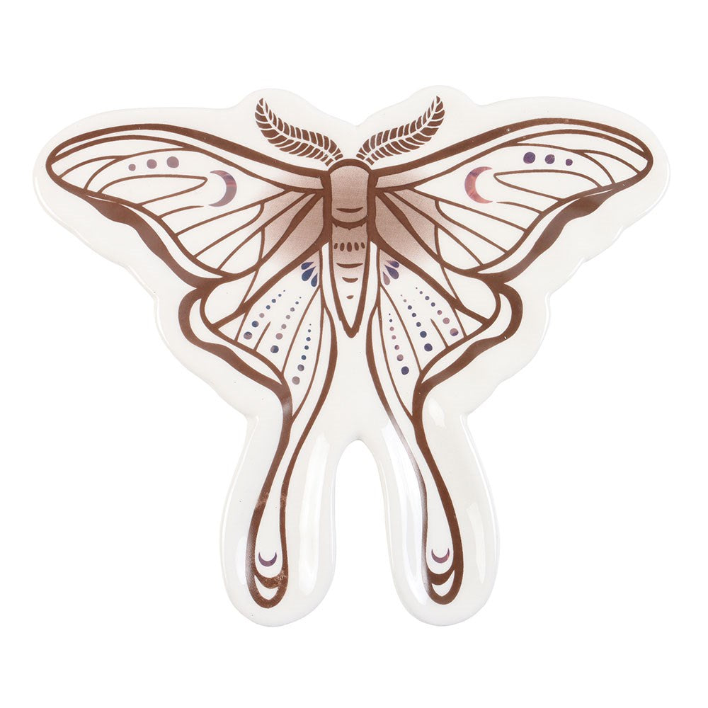 Jewelry Dish "Luna Moth" White Ceramic