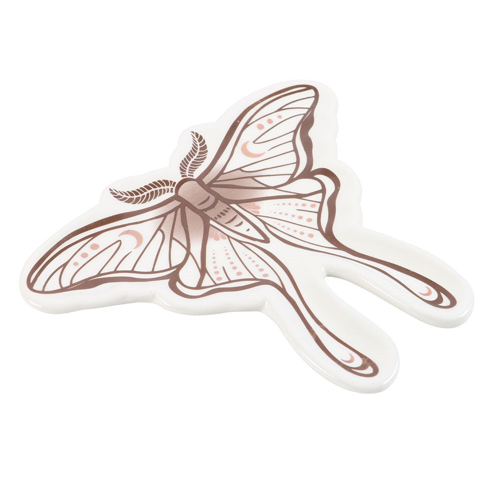 Jewelry Dish "Luna Moth" White Ceramic