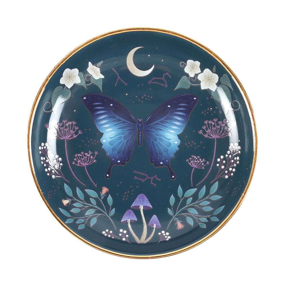 Jewelry Dish "Midnight Moth" Ceramic Blue