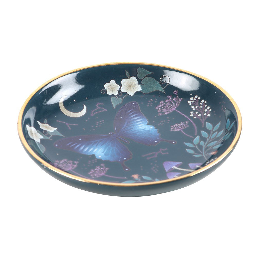 Jewelry Dish "Midnight Moth" Ceramic Blue