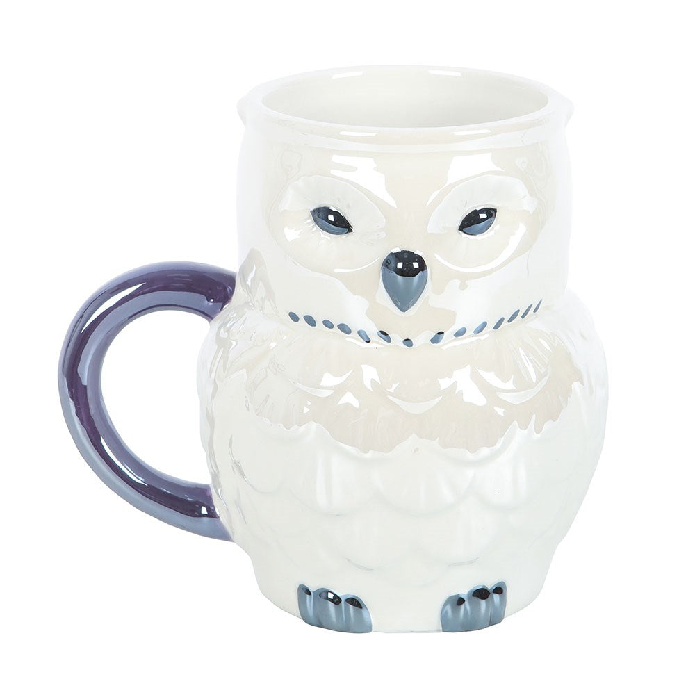 Mug "Night Owl" iridescent white ceramic