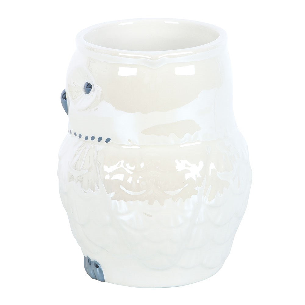 Mug "Night Owl" iridescent white ceramic