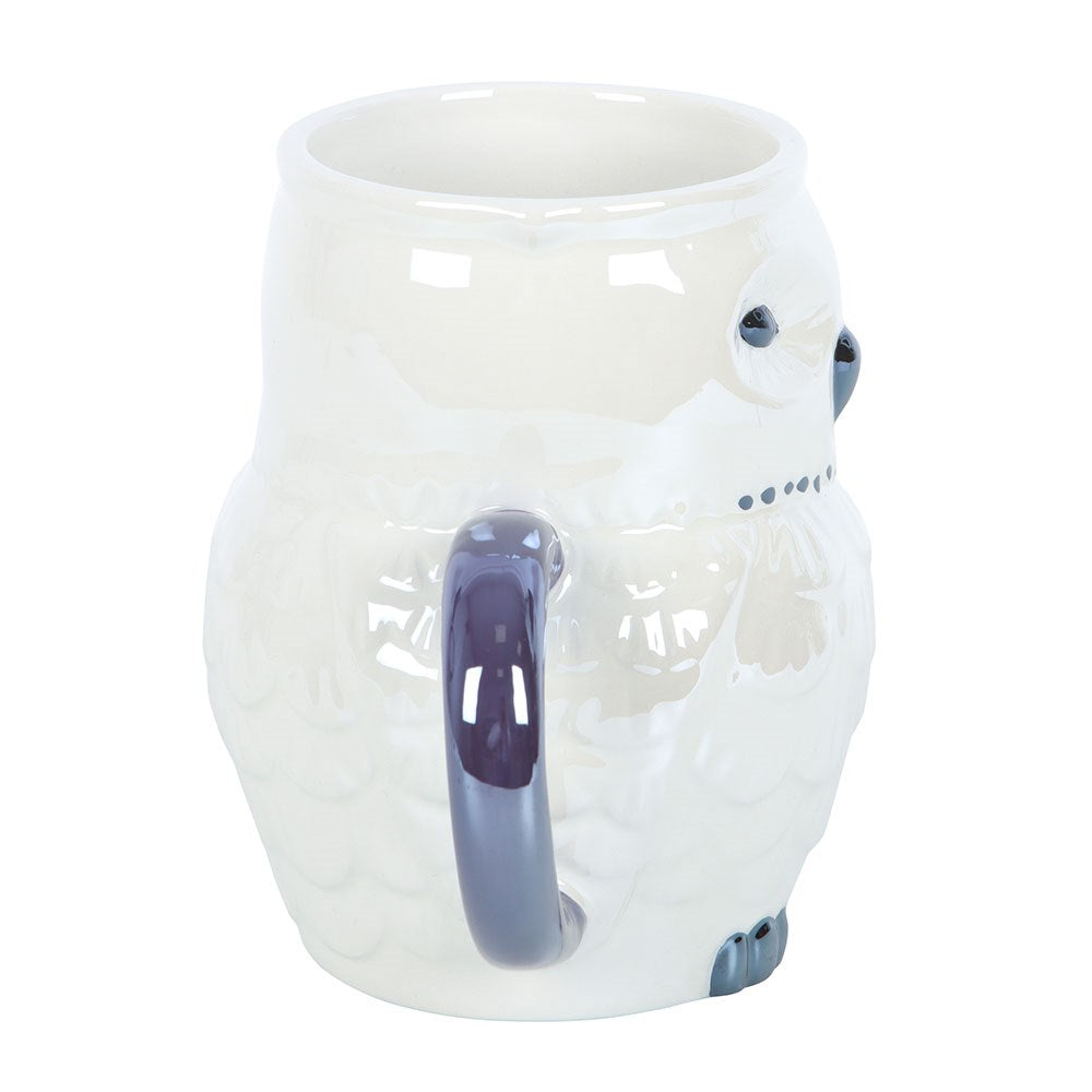 Mug "Night Owl" iridescent white ceramic