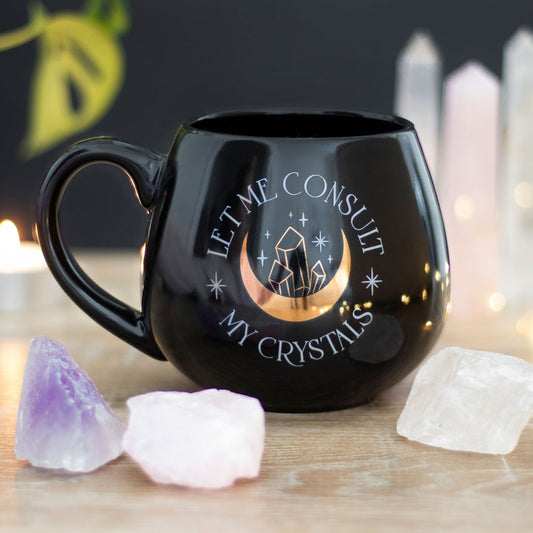 Tasse "Let Me Consult My Crystals" Keramik schwarz