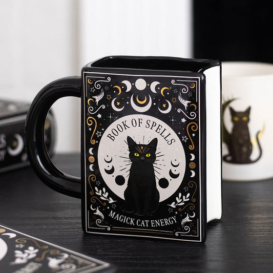 Mug "Black Cat Magick Book of Spells" Ceramic Black