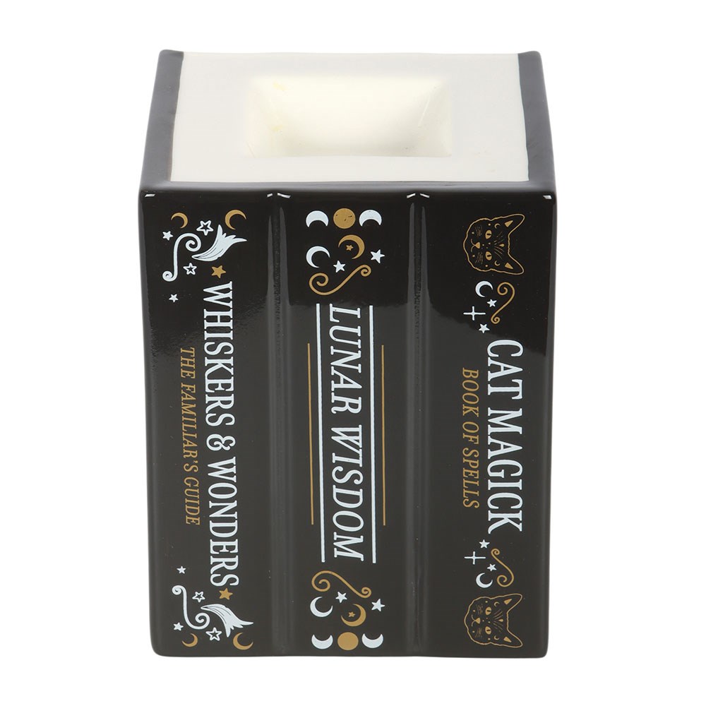 Duftlampe Teelicht "Black Cat Book of Spells" Keramik schwarz