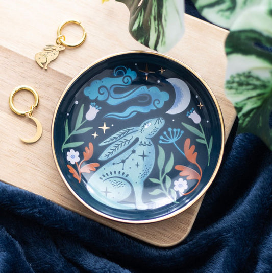 Schmuckschale "Midnight Hare" Keramik blau