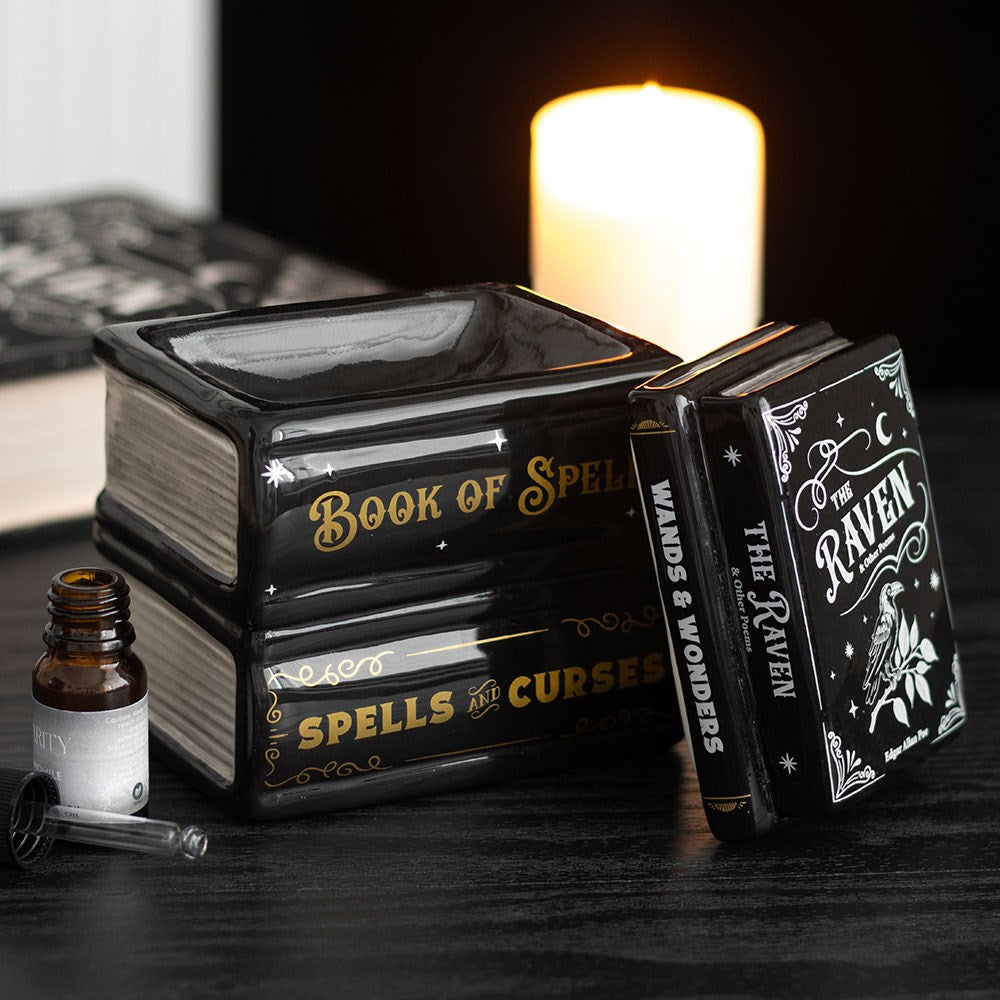 Duftlampe Teelicht "Book of Spells" Keramik schwarz