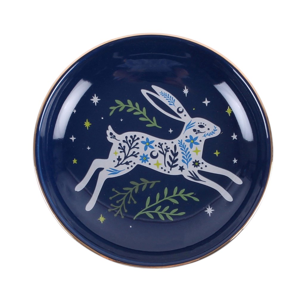 Schmuckschale "Leaping Hare" Keramik blau