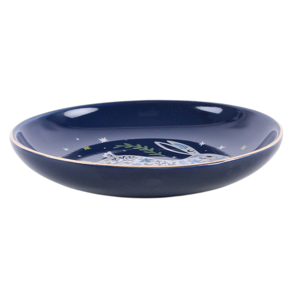 Schmuckschale "Leaping Hare" Keramik blau