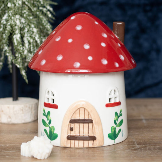 Duftlampe Teelicht "Mushroom House" Keramik weiß