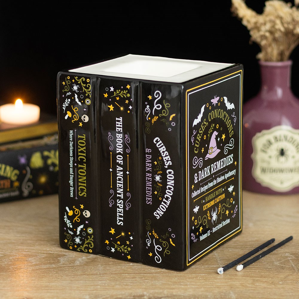 Duftlampe Teelicht "Witch`s Apothecary Book" Keramik schwarz