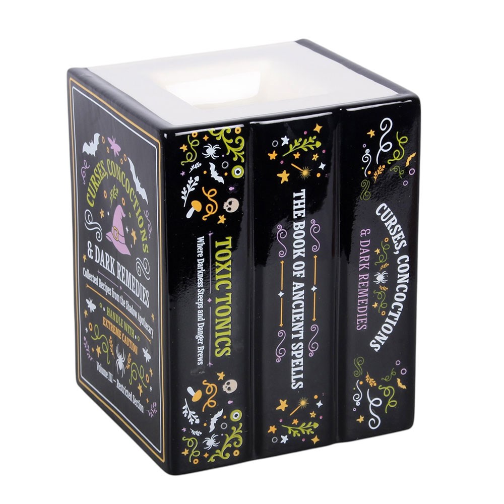 Duftlampe Teelicht "Witch`s Apothecary Book" Keramik schwarz