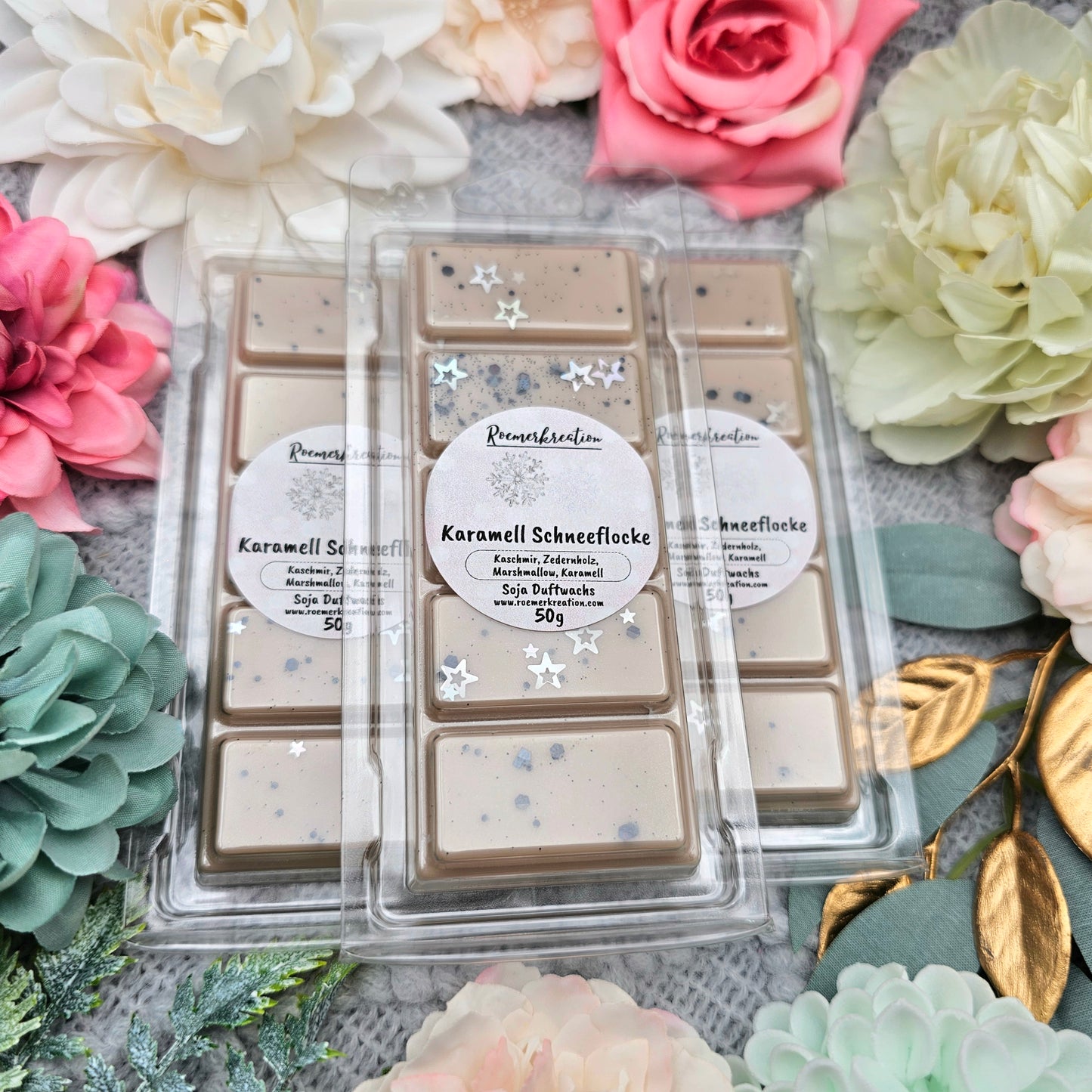 Tafel 50 g | Karamell Schneeflocke | Duftwachs