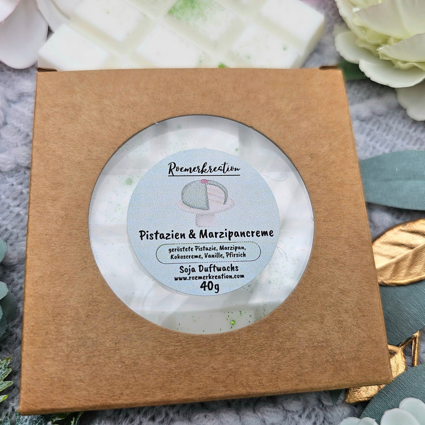 Tafel 40 g | Pistazien & Marzipancreme | *limitiert* | Duftwachs