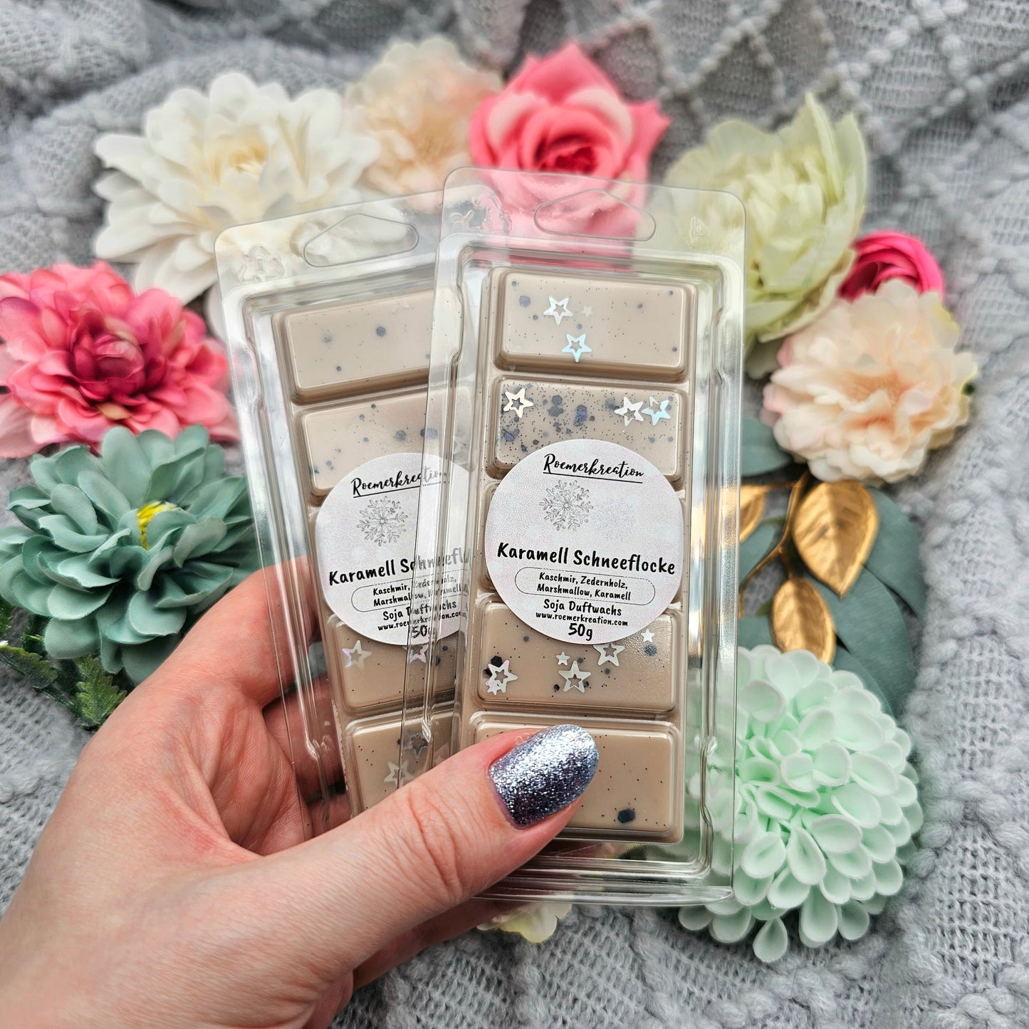 Tafel 50 g | Karamell Schneeflocke | Duftwachs