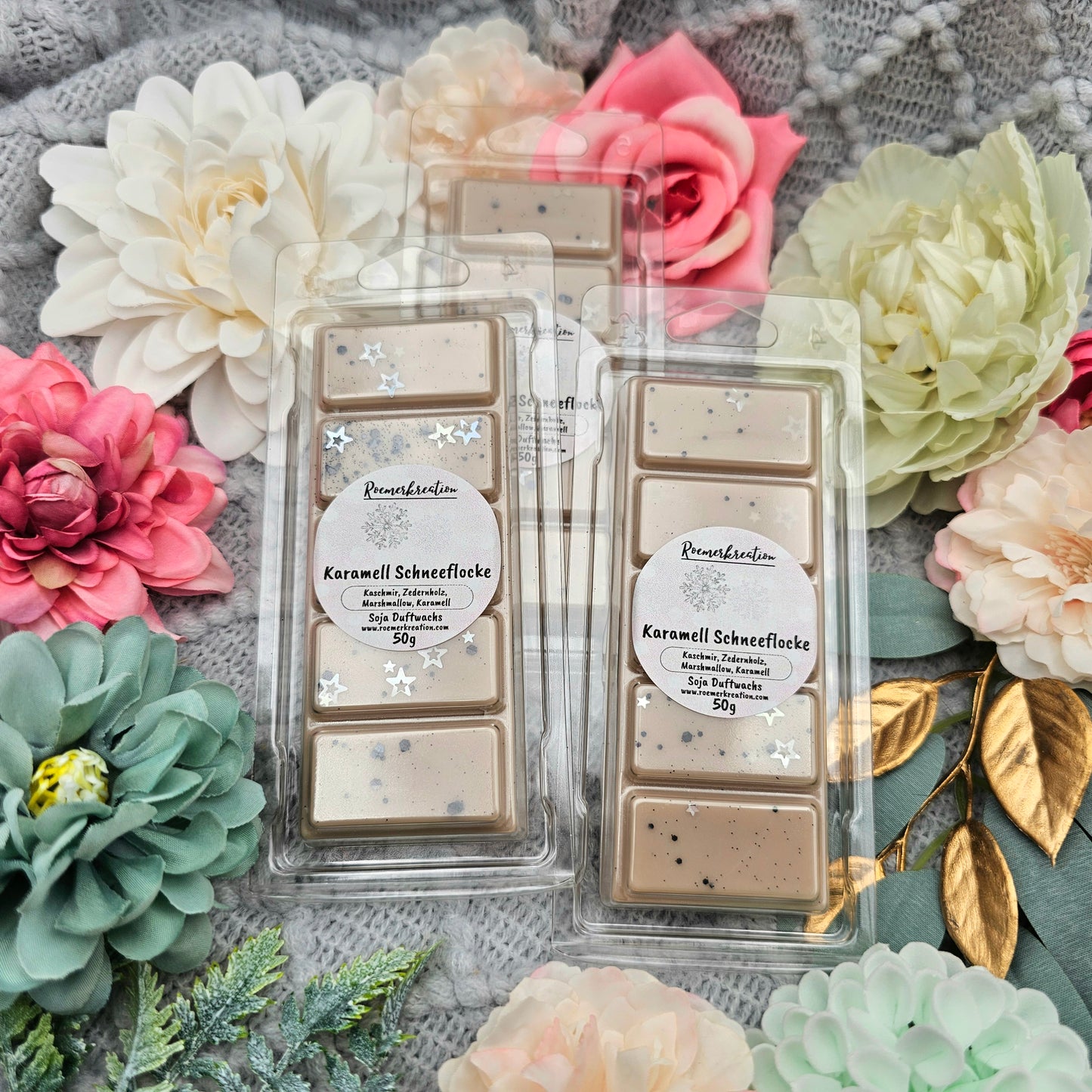 Tafel 50 g | Karamell Schneeflocke | Duftwachs
