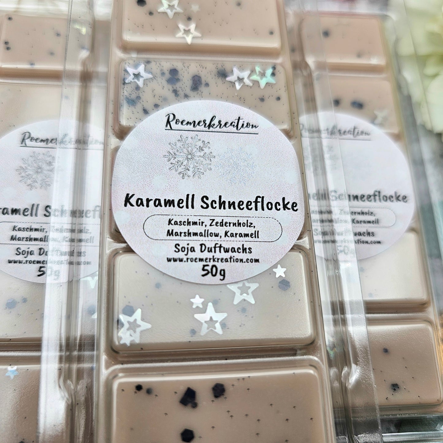 Tafel 50 g | Karamell Schneeflocke | Duftwachs