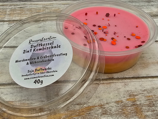 Duftkessel | 2in1 Kombischale | Marshmallow & Erdbeerfrosting  & Möhrenkuchen | Duftwachs | 40 g Schale