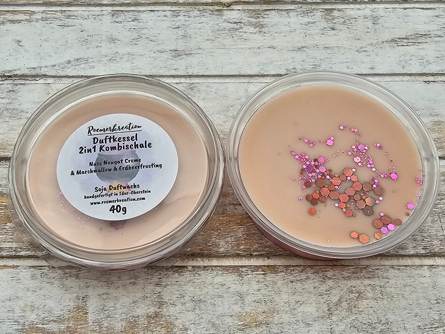 Duftkessel | 2in1 Kombischale | Nuss Nougat Creme &  Marshmallow & Erdbeerfrosting | Duftwachs | 40 g Schale