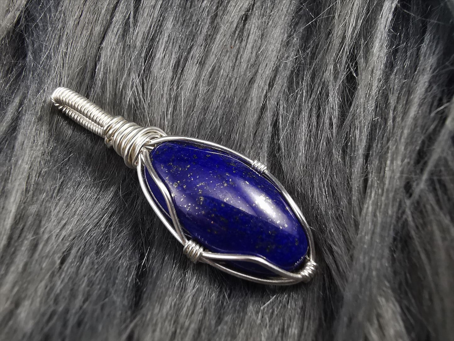Handgefertigter Lapis Lazuli Anhänger 925er Silber Einzelstück