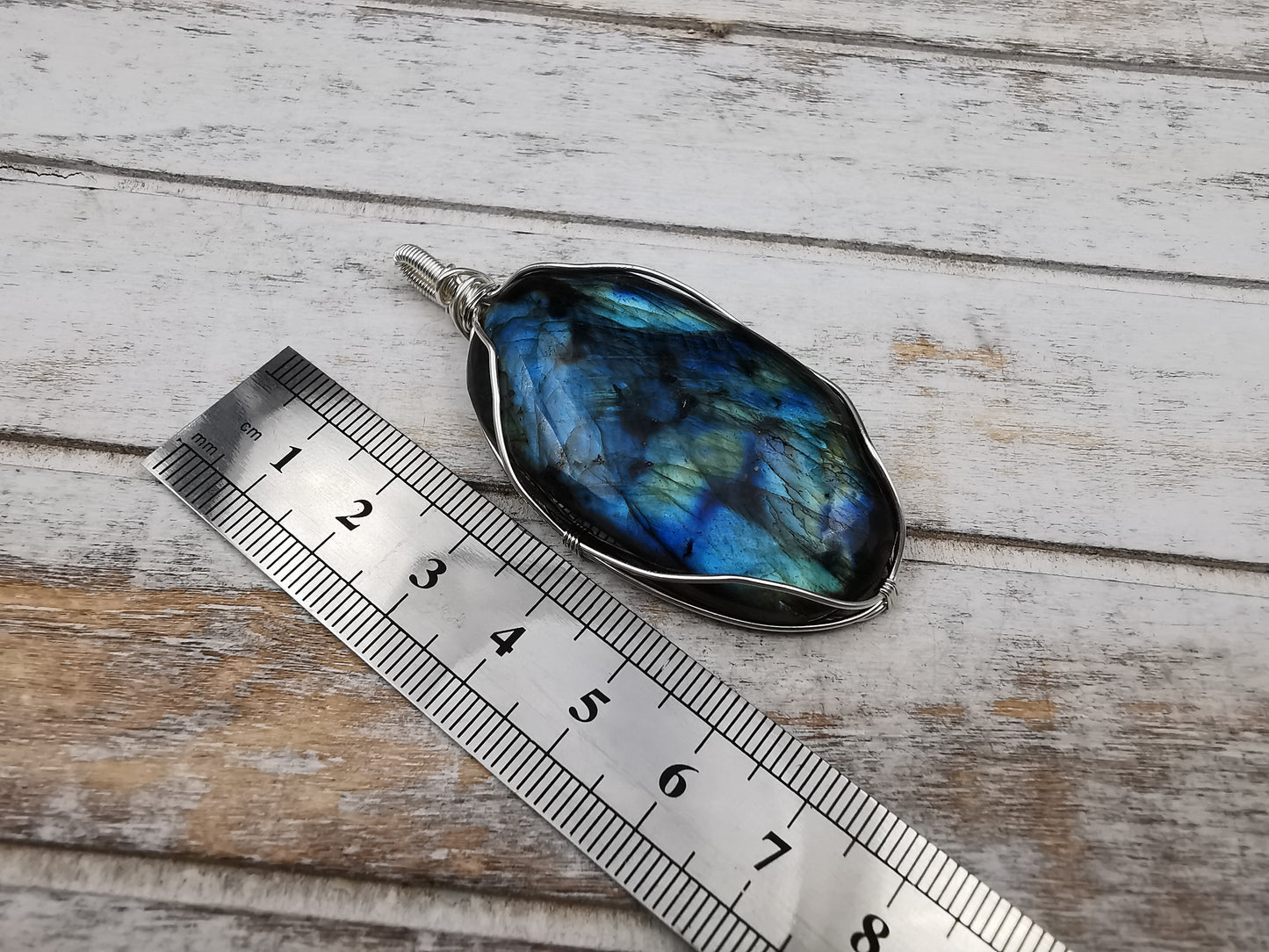 Handgefertigter Labradorit Anhänger | 925er Silber | Wire Wrap Pendant | Einzelstück