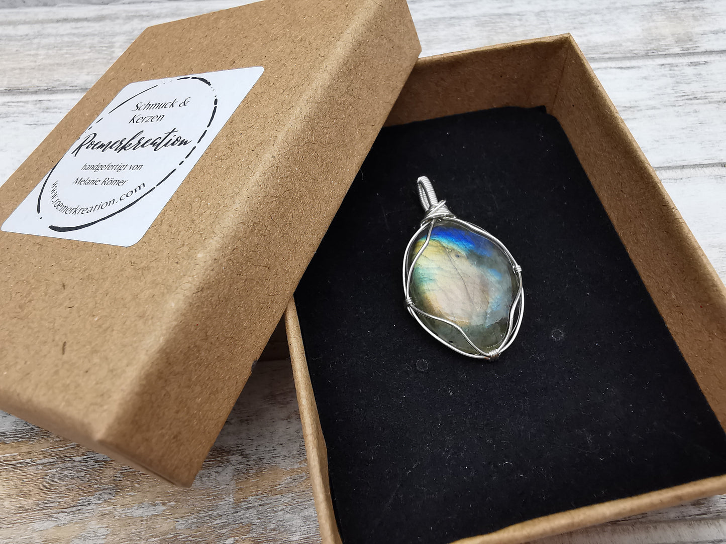 Handgefertigter Labradorit Anhänger | 925er Silber | Wire Wrap Pendant | Einzelstück