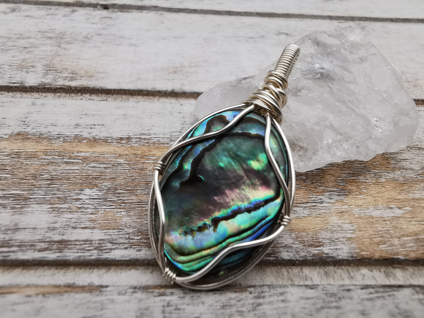 Handgefertigter Abalone  Anhänger | Schmuckdraht | Wire Wrap Pendant | Einzelstück