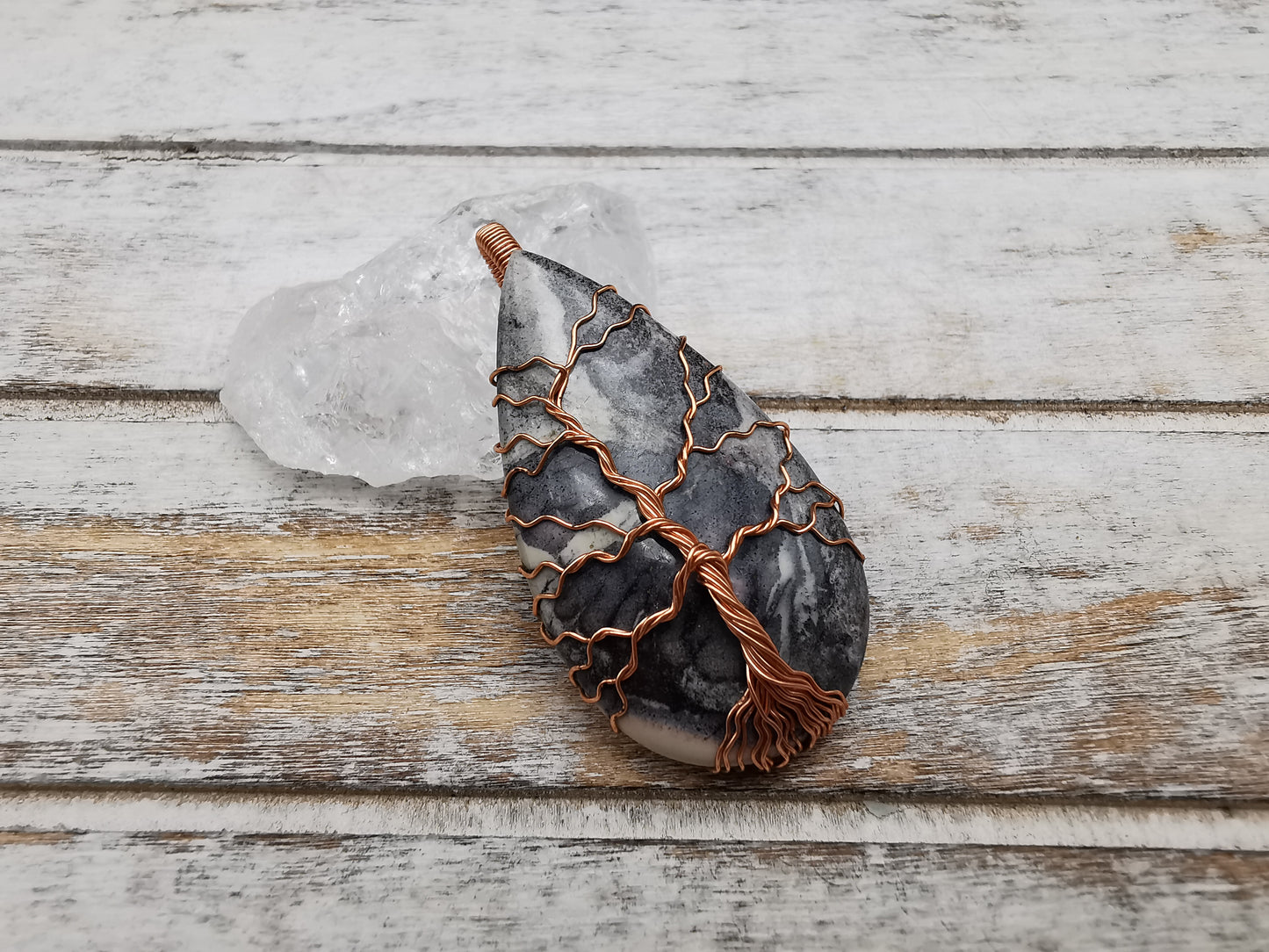 Tree of Life | Yggdrasil | Lebensbaum | Jaspis Anhänger | Schmuckdraht | Handmade | wire wrap pendant | Einzelstück