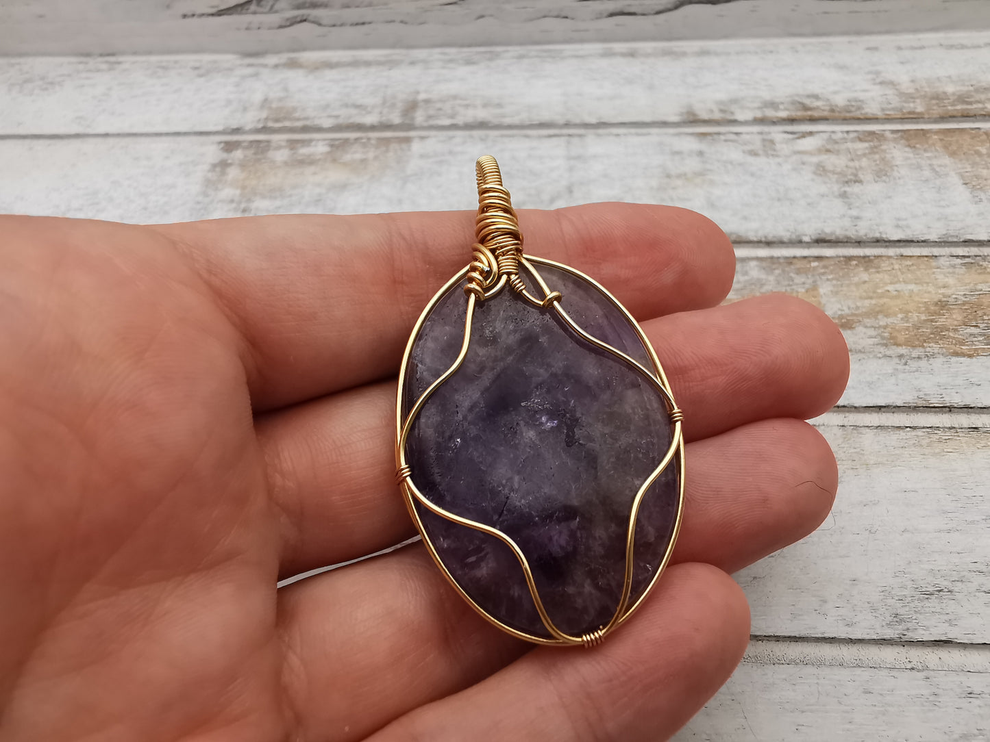 Amethyst Lotusblume  Anhänger | Schmuckdraht | Unikat | Handmade Schmuck | Edelstein Anhänger | wire wrapped