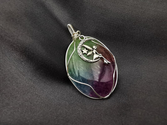 Regenbogenquarz Feen Anhänger | Schmuckdraht | Unikat | Handmade Schmuck | Edelstein Anhänger | wire wrapped