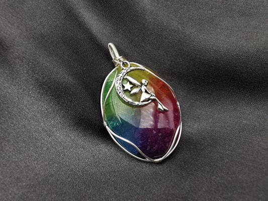 Regenbogenquarz Feen Anhänger | Schmuckdraht | Unikat | Handmade Schmuck | Edelstein Anhänger | wire wrapped