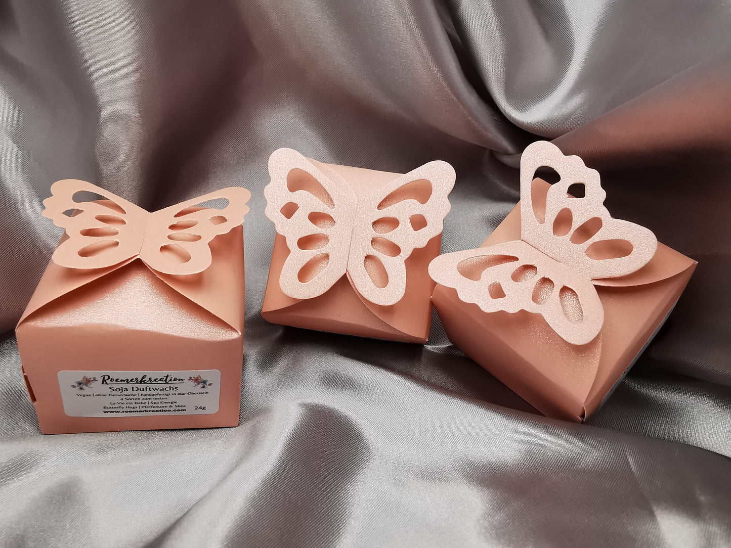 Schmetterlingsbox Duftwachs | 4 verschiedene Sorten Sojawachs | 24gr Geschenkbox | Handgefertigtes Duftwachs