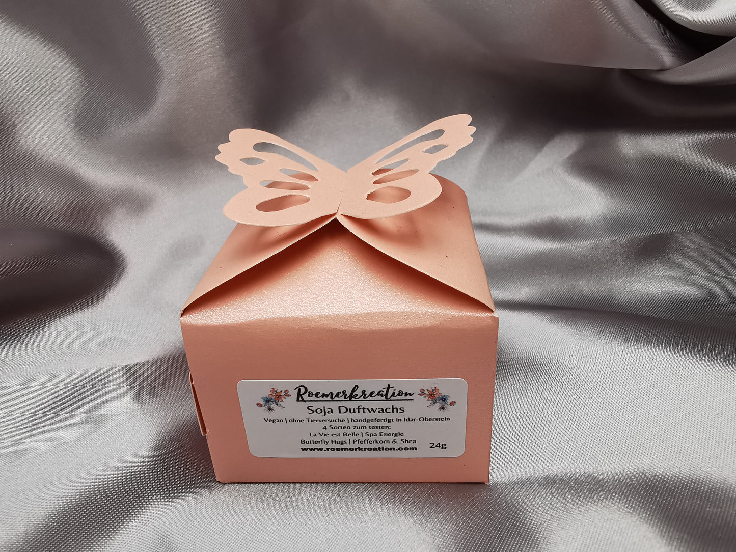 Schmetterlingsbox Duftwachs | 4 verschiedene Sorten Sojawachs | 24gr Geschenkbox | Handgefertigtes Duftwachs