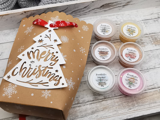 Mittlere Box Weihnachten | 6 Winterdüfte Set | 120gr Sojawachs Box | limitierte Edition | Handgefertigtes Duftwachs