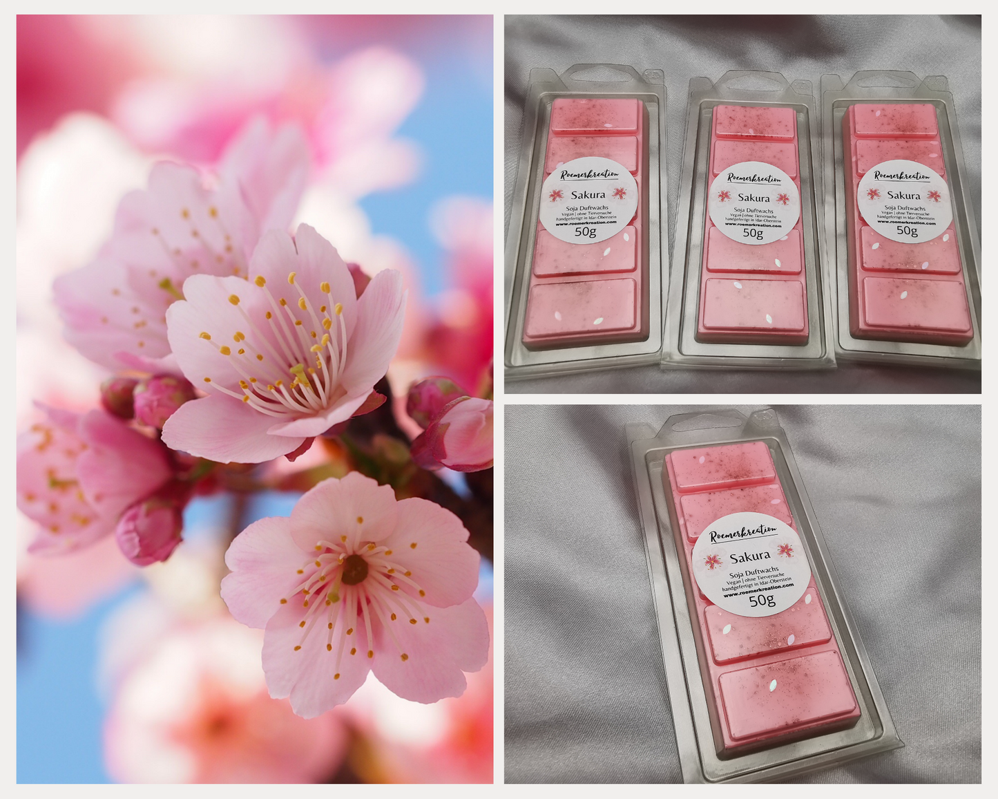 Sakura | Kirschblüten Duftwachs | 50gr Sojawachs Tafel | Handgefertigtes Duftwachs | vegan | ohne Tierversuche